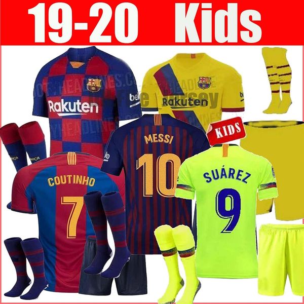 

Barcelona away kid kit occer jer ey 19 20 3 pique 10 me a inie ta 9 uárez o dembele 7 coutinho malcom 2019 2020 boy et football hirt