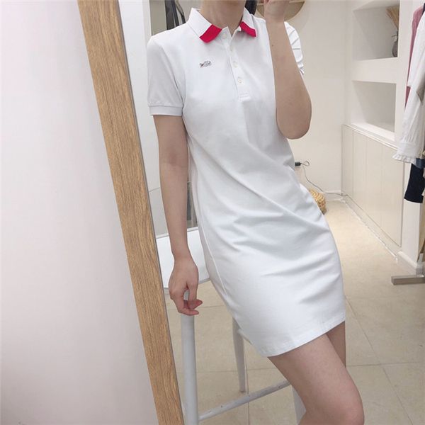

Luxury Embroidery Crocodile Womens Shirt Dresses Skinny Lapel Neck Short Sleeve Womens Casual Dresses