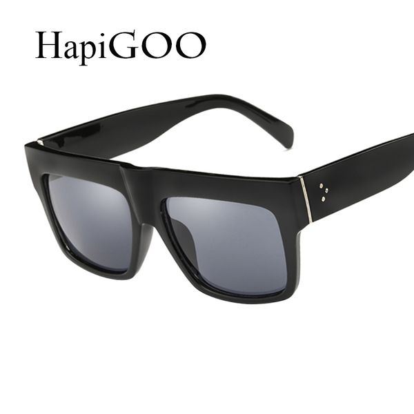 Atacado-HapiGOO famosa celebridade Itália Marca Designer Kim Kardashian Praça Sunomen Vintage Flat Top Sun Glasses por Mulher