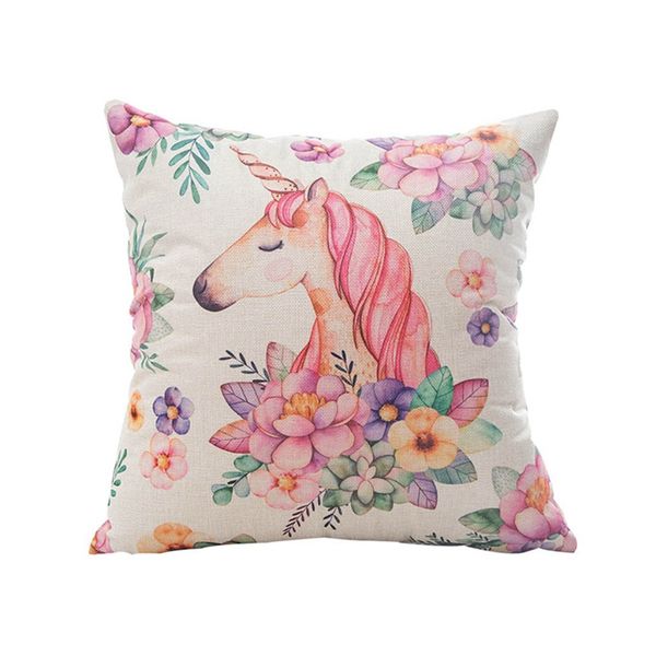 

cartoon horse animal cushion cover printing linen decorative pillow case chair seat square pillow cover 2018