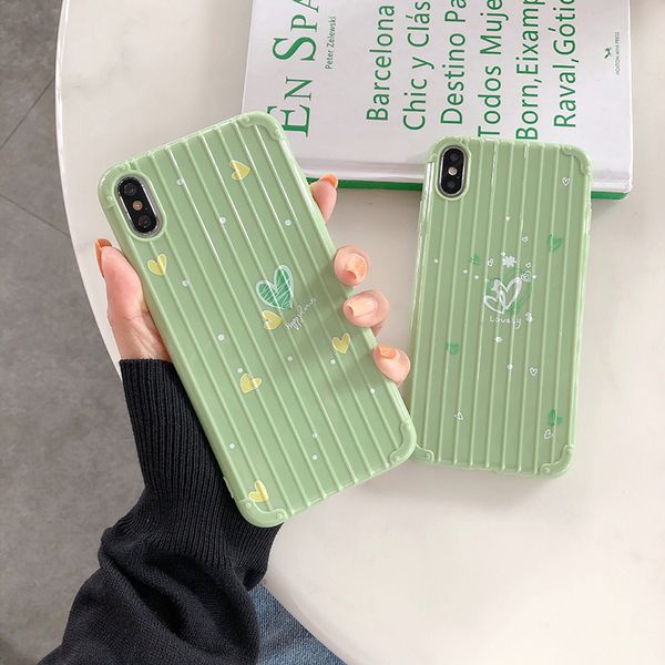 

for iphone xs max xr phone case matcha green love suitcase appearance 6 7 8 x plus tpu soft all-inclusive cell phone cases