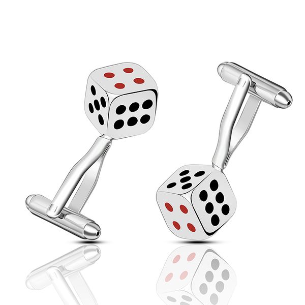 

new copper cufflinks dice entertainment hip hop punk style cufflinks men's gentleman's jewelry, Silver;golden
