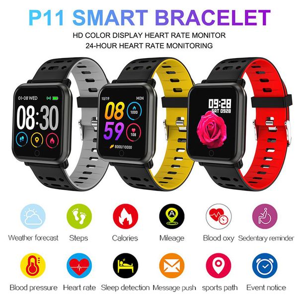 

Smart wearable device P11 smart watch mobile phone waterproof heart rate monitor blood pressure sports smart watch for ios Android
