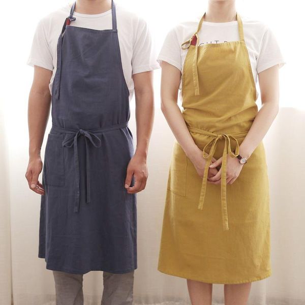 

26 new nordic winds cotton linen apron adjustable baking cooking apron for chef kitchen aprons for woman man bib home wear