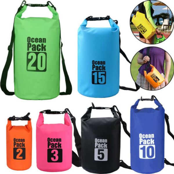 

2-20l sport waterproof dry bags backpack pouch floating boating kayaking camping outdoor drifting bag