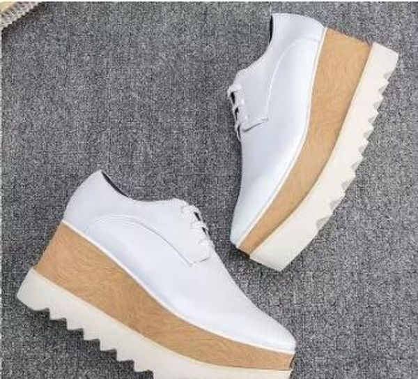 

Новая бесплатная доставка Stella McCartney Stell женщин обувь Италия Элиз Gold Glitter White Sole Клина Oxford Derby Britt Platform