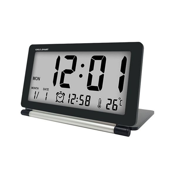 

selling creative alarm clock foldable electronic desk clock w/ temperature monitor snooze calendar table no backlight