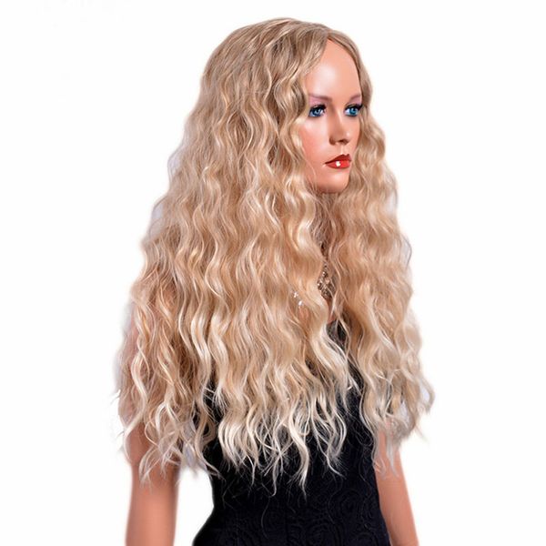 Haicar Sexy Beautiful Gold Party Wigs Long Curly Hair Mixed Colors