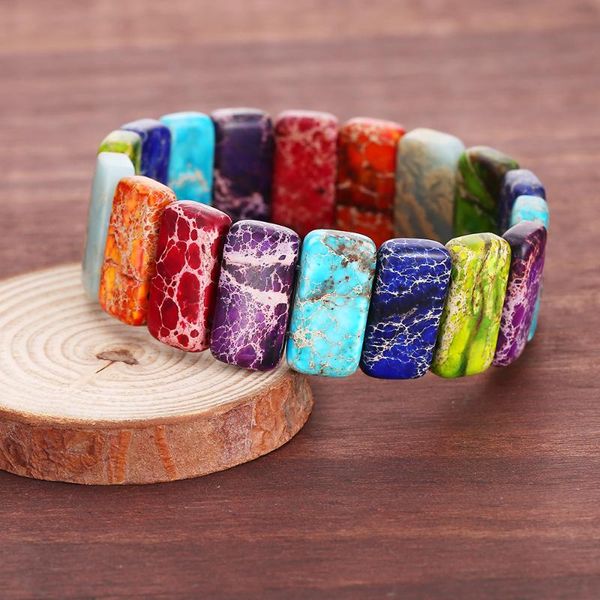 

7 chakra yoga healing stone beaded meditation relax anxiety strand bangle bracelet for women men, Golden;silver