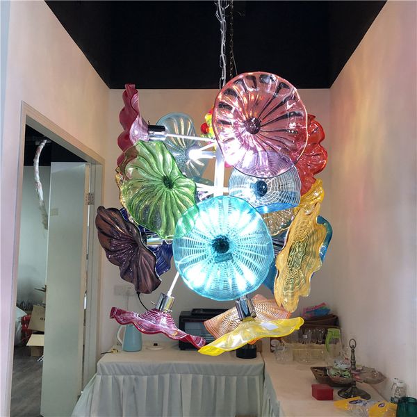 

mouth blown colorful murano glass hanging plate art plates chandelier glass dome decor light