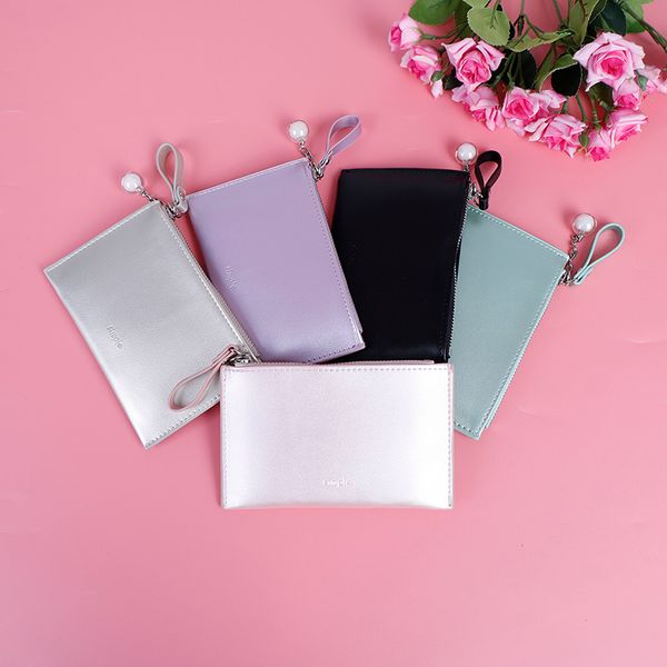 

female card pack bag p holder moneybags women mini wallet coin purse laser id holder purses with strap, Red;black