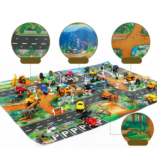 

children toy game pad portable cartoon traffic pattern kids baby crawling mat q6pd