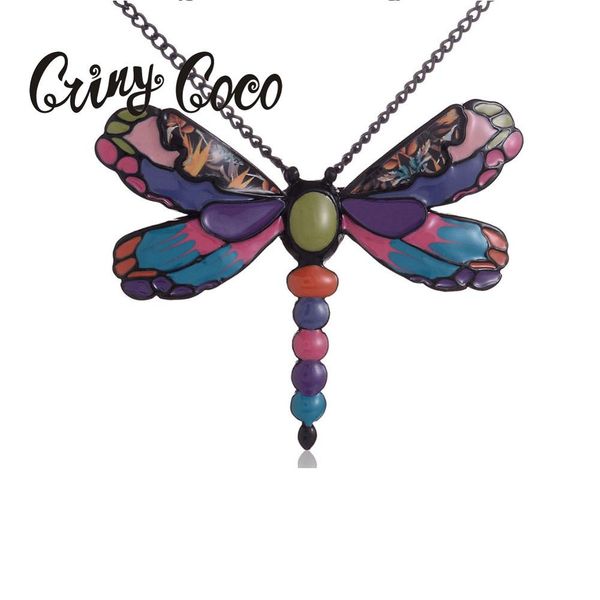 

cring coco women's jewelry beautiful dragonfly colorful butterfly necklaces pendants 2019 alloy choker necklace for women gift, Silver