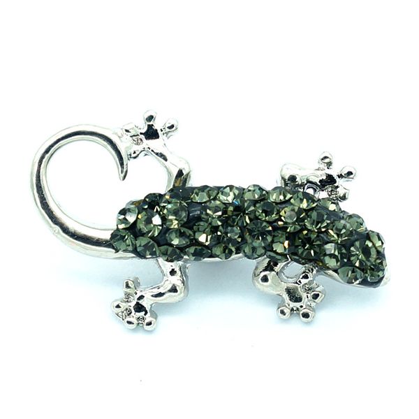 

kz2138 fashion beauty rhinestone&clay manual colorful lizard 18mm snap buttons fit snap bracelet snap jewelry wholesale, Black