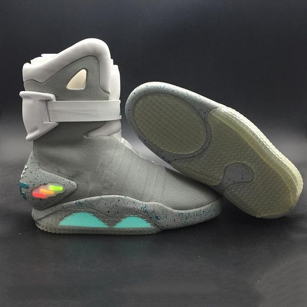 

2020 air mag back to the future glow in the dark gray boots gray black red marty mcfly 's led shoes lights marty mcflys mags size -12