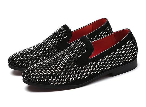 Tam Shining PVC Tuğla Dekorasyon Erkek Resmi Elbise Moda Adam Yemeği parti Ayakkabı Yumuşak Sole Slip-on Loafer'lar Büyük Boy Parti Rahat Ayakkabılar