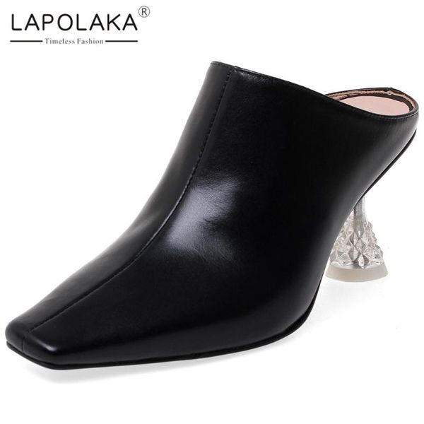 

lapolaka new arrivals strange style summer pumps mules woman shoes cow leather slip-on high heels concise shoes women pumps, Black