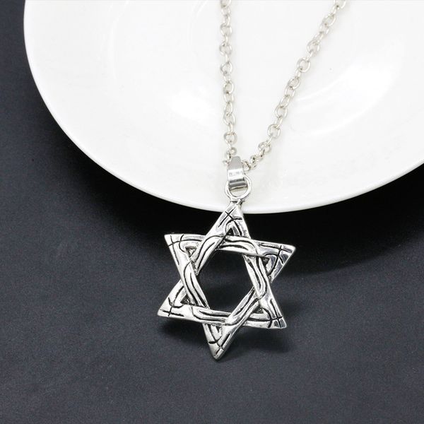 Hexagramm Halskette für Männer Frauen Mode Silber Farbe David Halskette Anhänger jüdische Magen David Unisex Schmuck Frauen Herren Halsketten