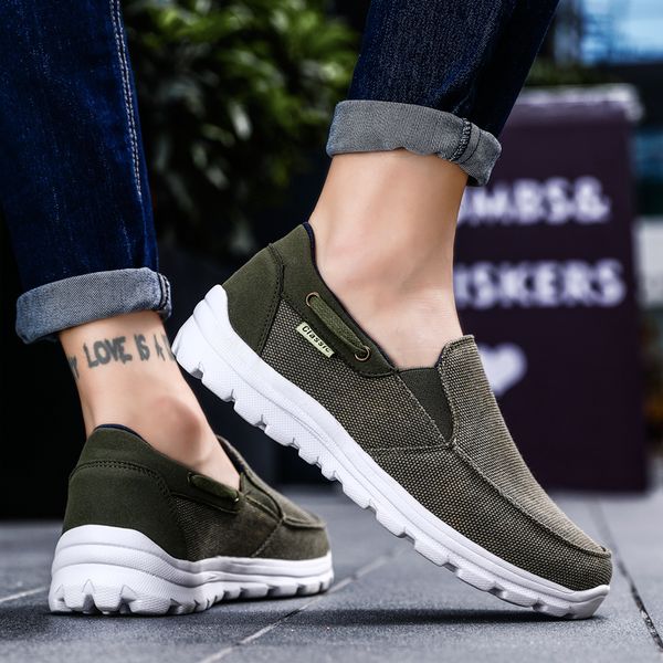 

men casual shoes light loafers sneakers 2019 new fashion canvas shoes comfortable men casual zapatos casuales, Black