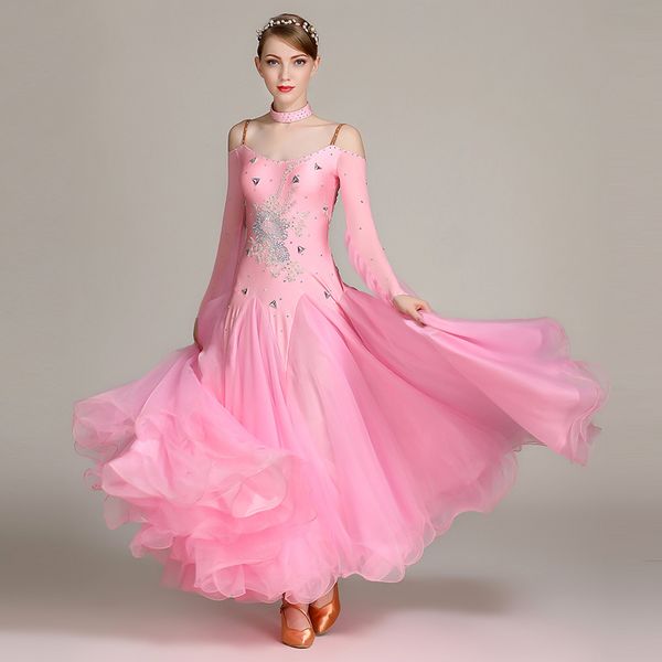 

elegant ballroom dance dress women standard dance tango foxtrot performance clothing ladies waltz professional dresses dc3567, Black;red