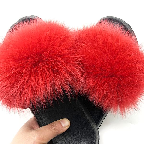 

fur slippers women fashion fluffy sandals ladies furry slippers female fur slides 36-45 big size fluffy shoes woman, Black