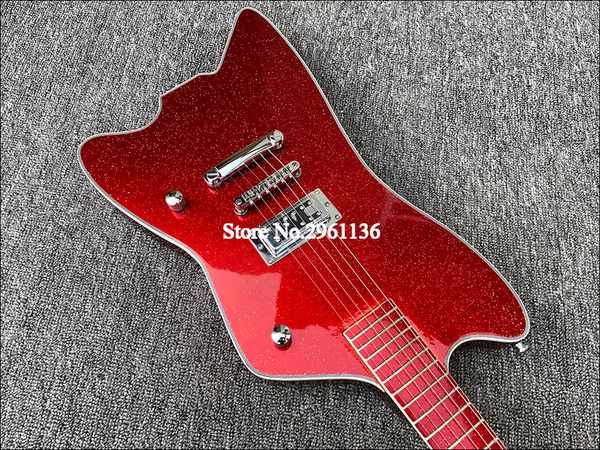 G6199 Billy Bo Jupiter Big Sparkle Prata Red Thunderbird Guitarra Elétrica Metálico Fingerboard Vermelho, Pickup Coreano, Conectores de Entrada Rodada