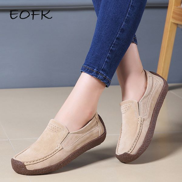 

eofk spring autumn women moccasins women's flats genuine leather shoes woman lady loafers slip on suede shoes mocasines mujer y190704, Black