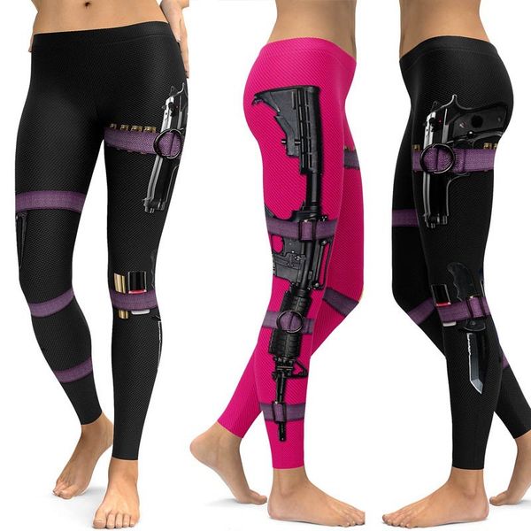 

european and american fashion equipment digital printing yoga pants hip fitness pants leggings women, Black
