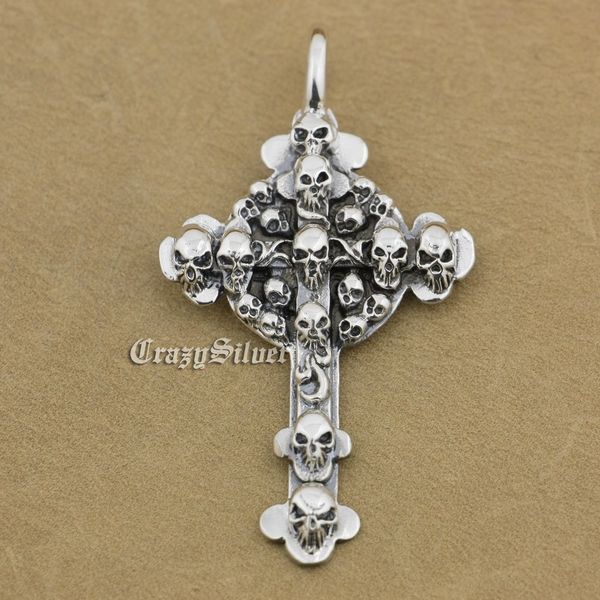 

925 sterling silver cross skulls mens biker rocker punk pendant 9v013 just pendant