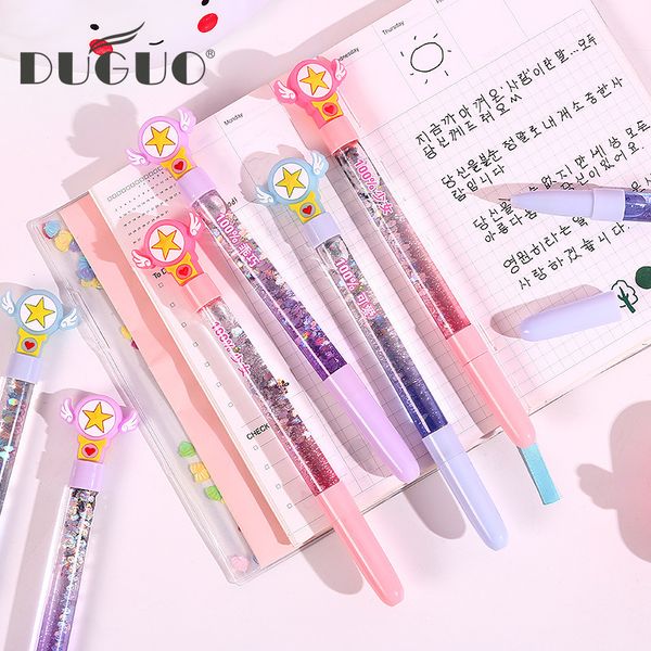 

duguo cute stationery magic stick quicksand gel pen creative girl stars into the oil pen 0.5mm black signature kawaii pens