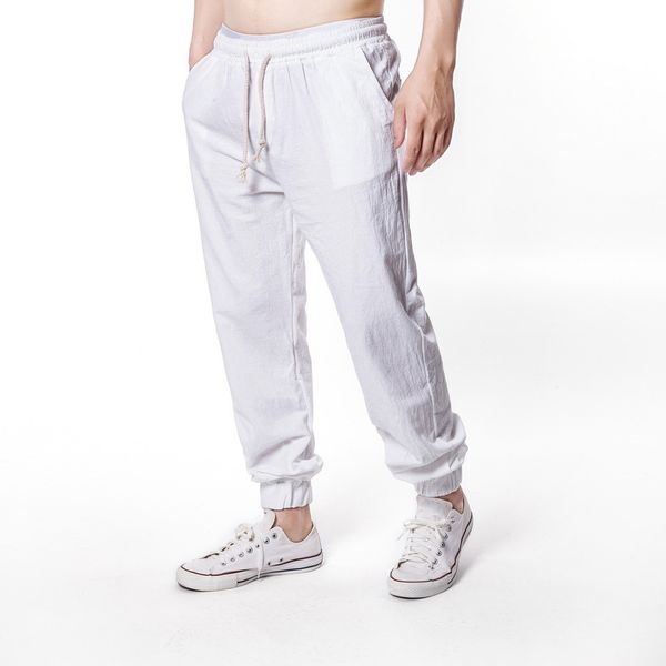 

summer men's fashion casual pants wide leg pants cotton solid fitness men sweatpants trousers gyms jogger track 8.28, Black