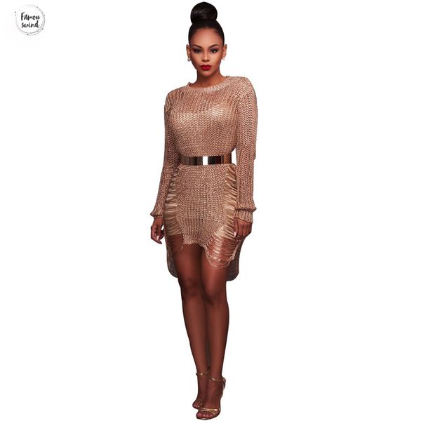 

dress latest mini hollow out long sleeve knitted crochet sweater women ladies club dress chiffon bodycon party vestidos, Black;gray