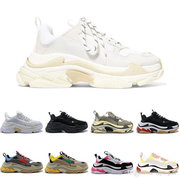 

дизайнерская обувь моды париж 17 fw вскользь тройной s sneaker mens женщин черный розовый белые спортивные кроссовки размер 36-45, Black