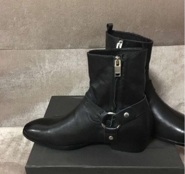 

real picture factory customized high paris catwalk black 100% genuine leather men boot price