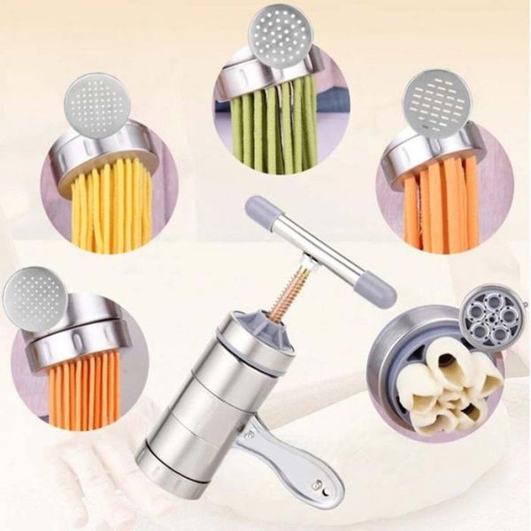 

manual noodle maker stainless steel pasta noodle press maker spaghetti kitchen tools with 5 molds d91125