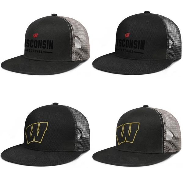 

wisconsin badgers mens and women grid baseball cap fitted fashion hip hopflat brimhats football gold logo mesh, Blue;gray