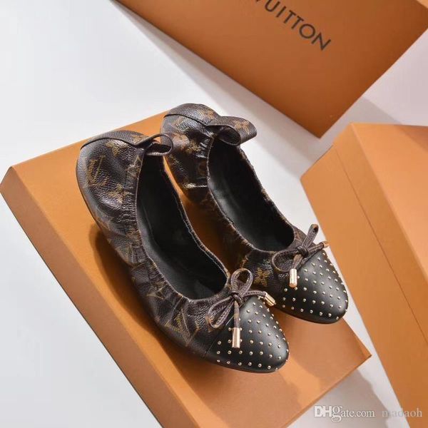 

18ss genuine leather ballerina luxury shoes women designers causal slip-on silver loafer shoes for women spring autumn ballet flats yyyy1, Black