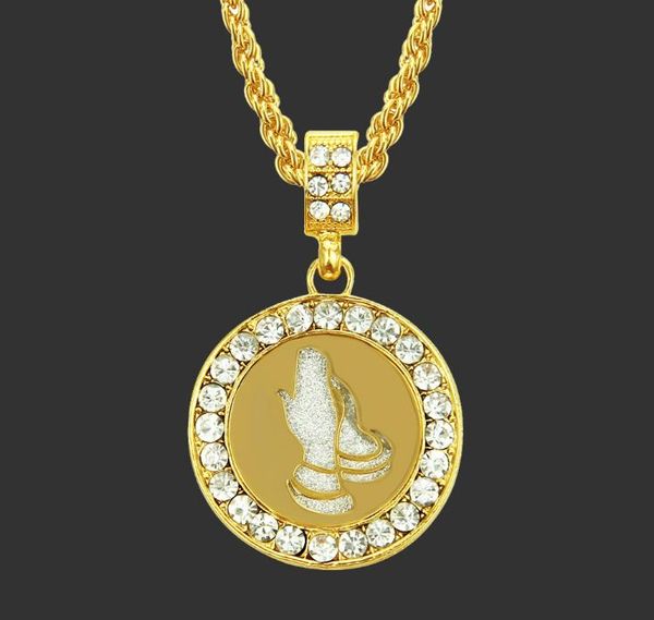 

the latest pop fashion personality bergamot round necklace with diamond-inlaid hip-hop alloy jewelry in europe and america, Silver