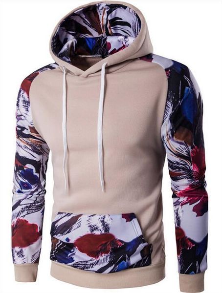 

2017 autumn and winter men's new fashion men's sleeves fight color korean casual long-sleeved hooded sets of sweatshirts, Black