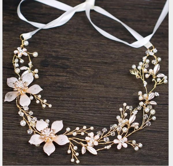 

handmade pearl hairband and flower decoration hairband headdress wedding dress accessories exquisite fashion, Slivery;golden