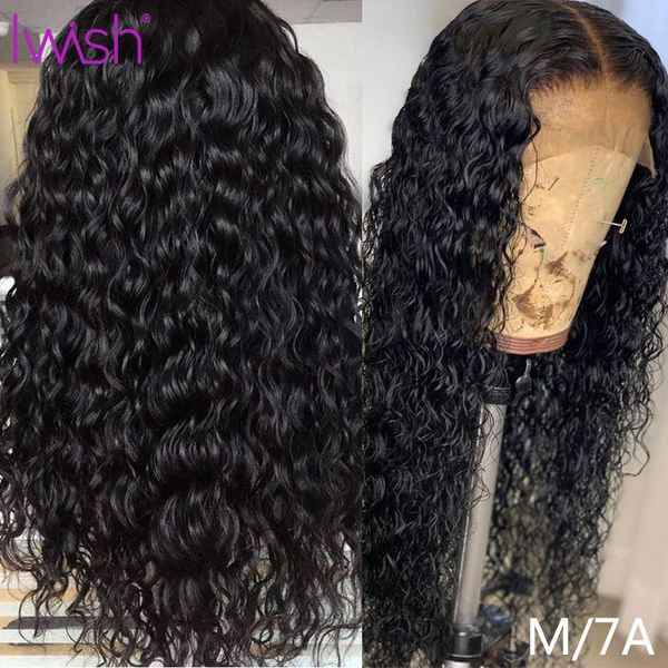

150% water wave wig mongolian remy 13x4 lace front wig in glueless lace front human hair wigs pre plucked bleach knots colored, Black;brown