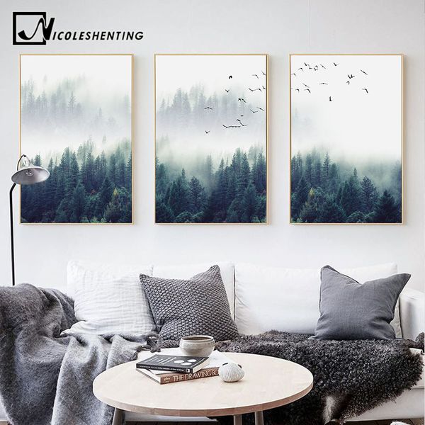 

nordic украшение forest lanscape wall art холст плакат и печать холст картины декоративной картины для гостиной home decor