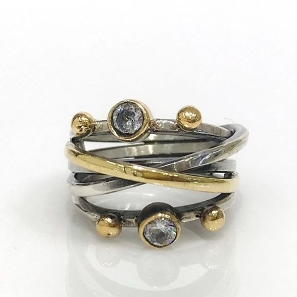 

tel wraps filigree zircon authentic hand production silver ring, Golden;silver