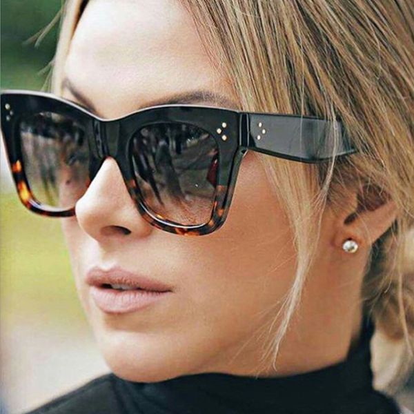

iboode classic cat eye sunglasses women vintage oversized gradient sun glasses shades female luxury designer uv400 sunglasses, White;black