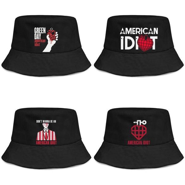 

green day american idiot album mens and women buckethat styles youth bucket baseballcap vintage music band rock logo green day, Blue;gray