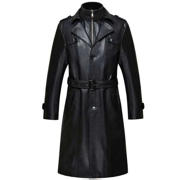 

fall and winter leather garments fashionable stroke gentle men's jacket lederen, Black