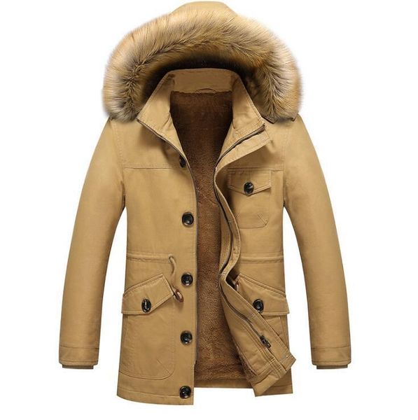 

wholesale- brand clothing winter jacket men warm solid cotton down coat mens casual hooded jackets thickening doudoune plus size #v0, Black;brown