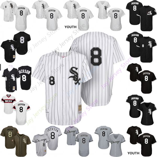 

2019 Chicago 8 Bo Jackson Jersey White Sox Jerseys Cool Base Flexbase Home Away White Black Red Grey Pullover Button Men Women Youth