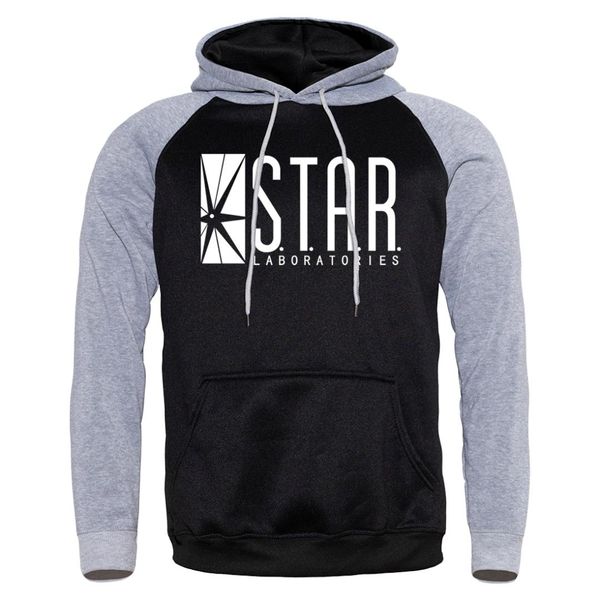 

men's hoodies print star labs the flash sweatshirts male 2019 autumn winter fleece hooded hoody the big bang theory hoodie men, Black