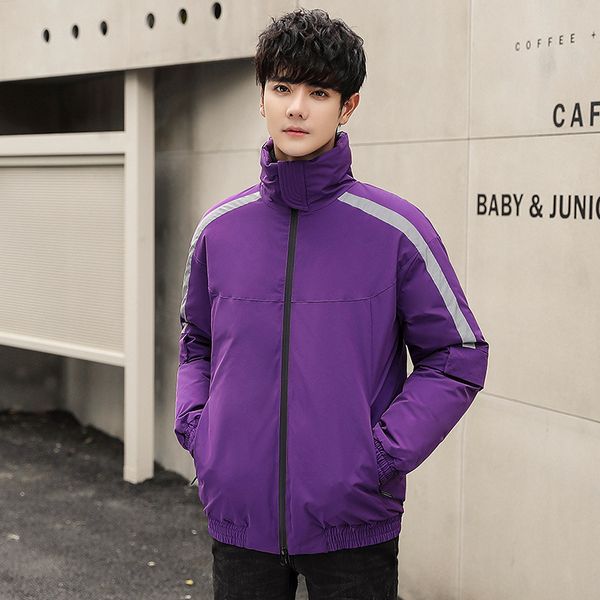 

men's casual down jacket-style stand collar warm men white duck down coat trend handsome winter style loose-fit men's wear, Black